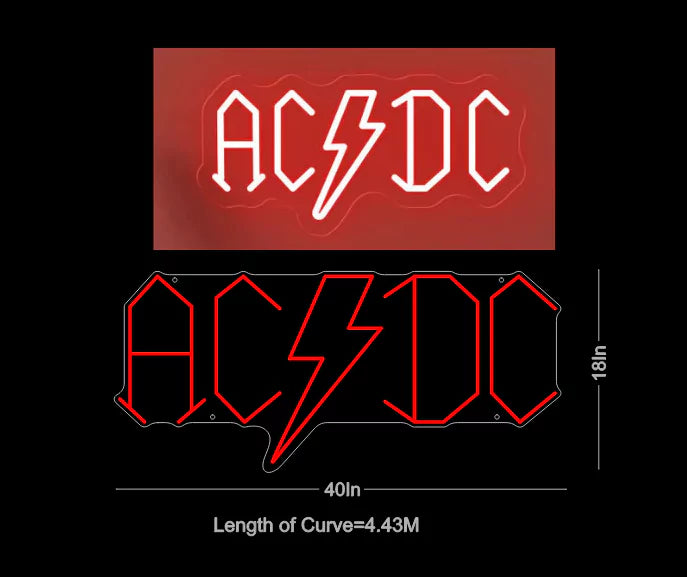 ACDC Neon Sign - The Iconic Rock and Roll Décor