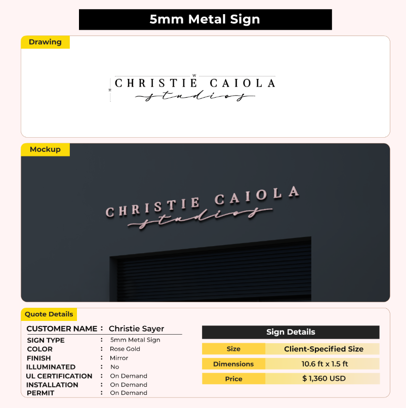 5MM Metal Sign for Christie Sayer