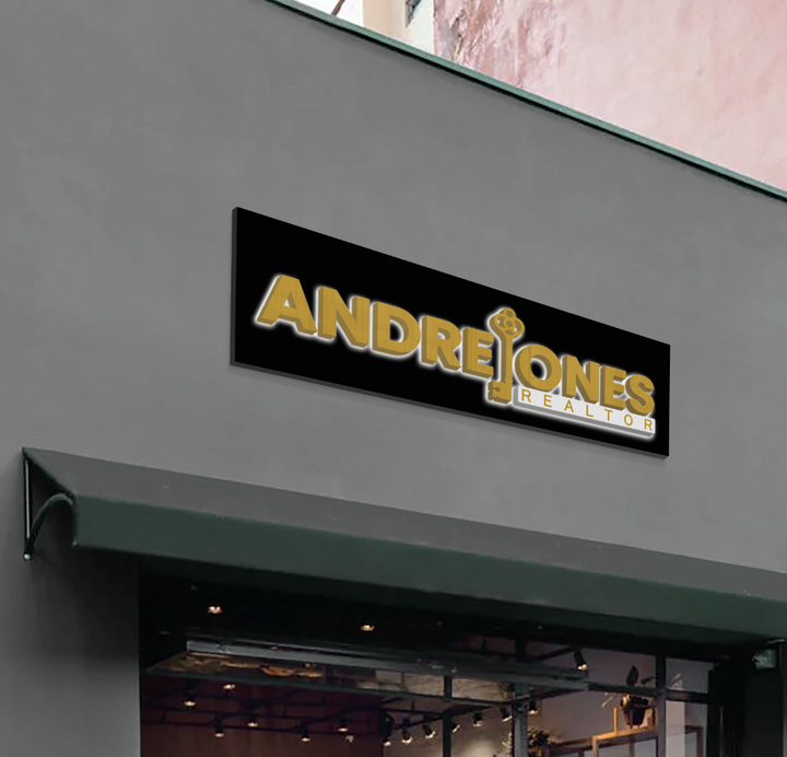 3D Metal Backlit sign with BackBoard for Andre Jones