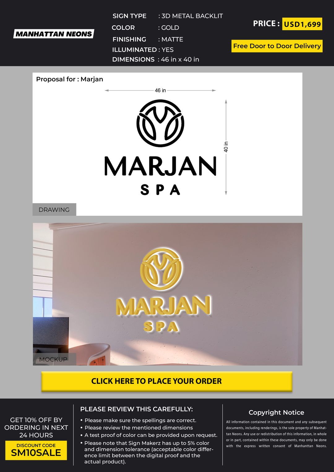 3d metal backlit for Marjan