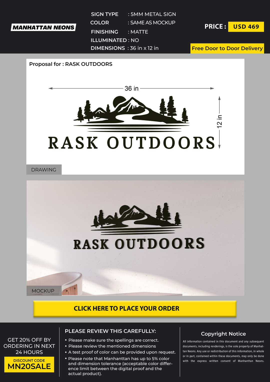 5mm metal sign for RASK OUTDOORS