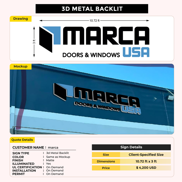 Business signage for marca