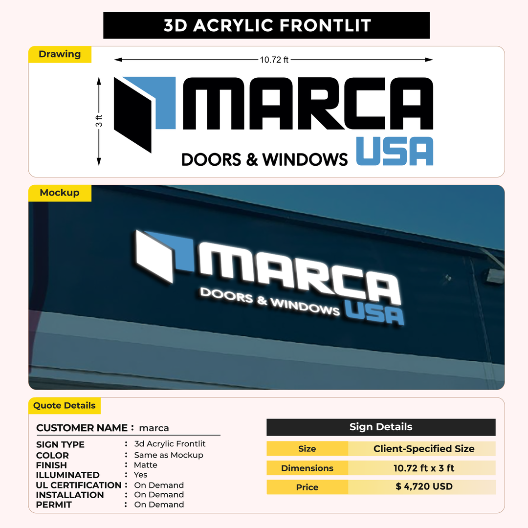 Business signage for marca