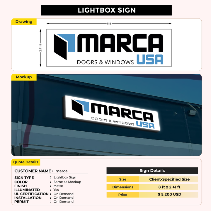 Business signage for marca