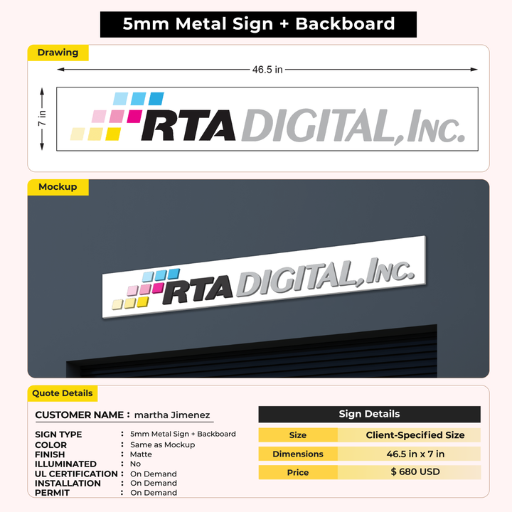 Business signage for martha Jimenez