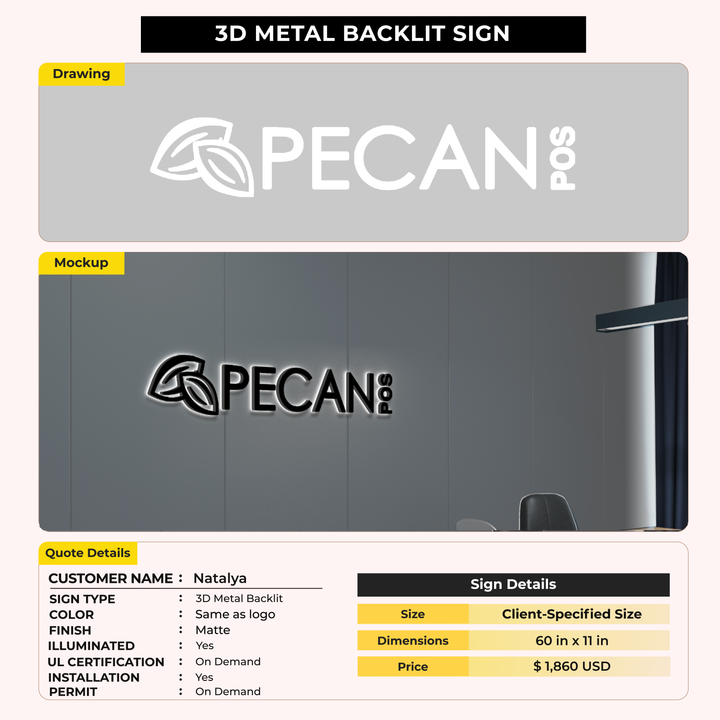 3D Metal Backlit Signs for Natalya