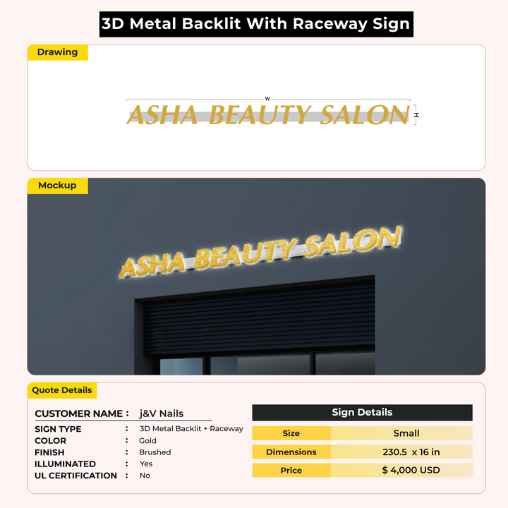 Custom Signs for Asha Beauty Salon