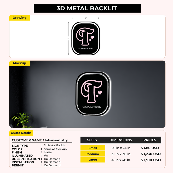 Business signage for tatianaartistry